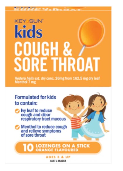 Key Sun Kids Cough & Sore Throat Orange 10 Lozenges