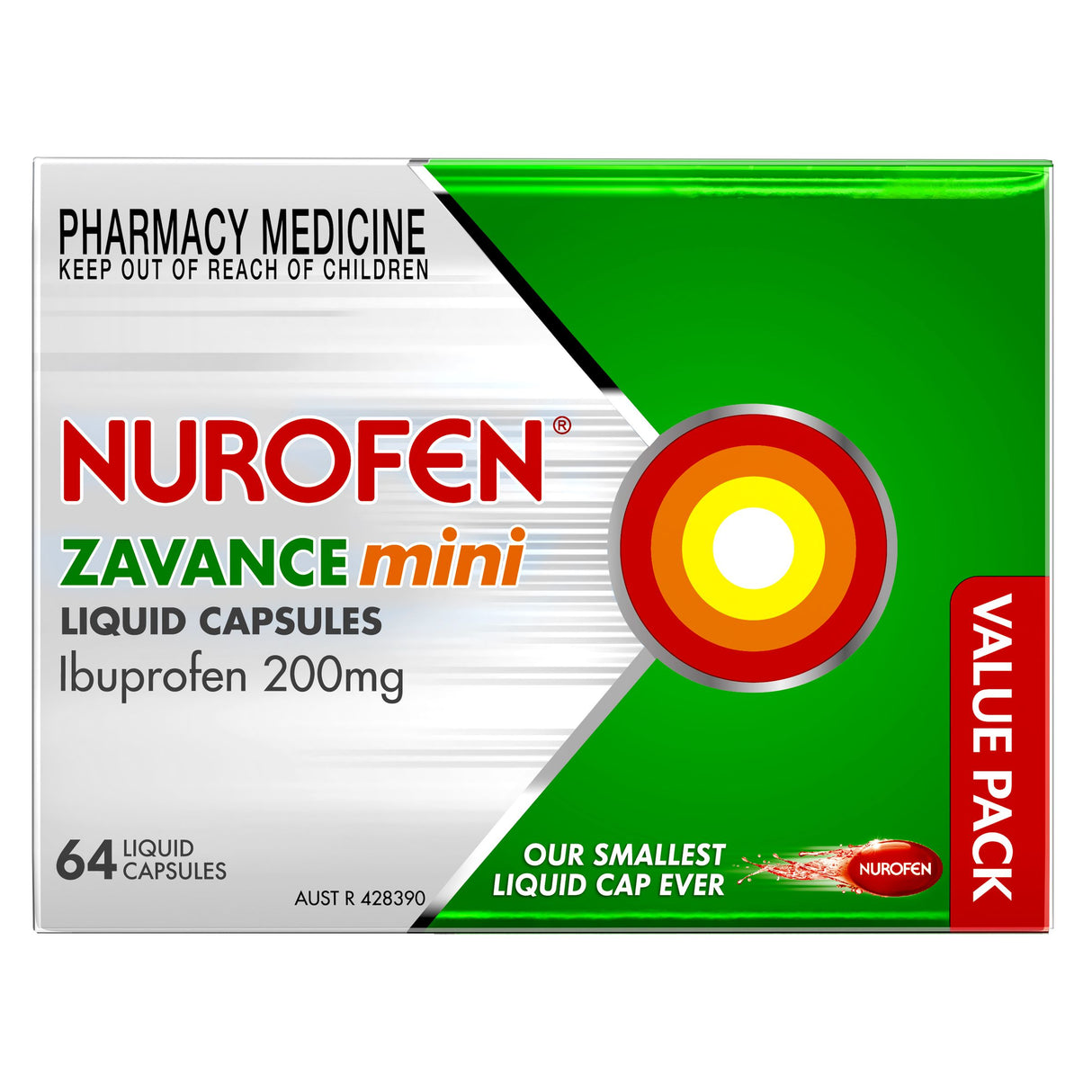 Nurofen Zavance Ibuprofen 200mg 64 Mini Liquid Capsules (S2) (EXP: 01/11/2026)
