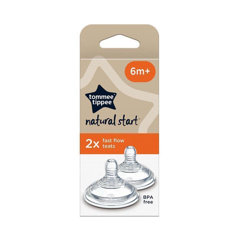 Tommee Tippee Natural Start Baby Bottle Teats Fast Flow 6+ Months 2 Pack