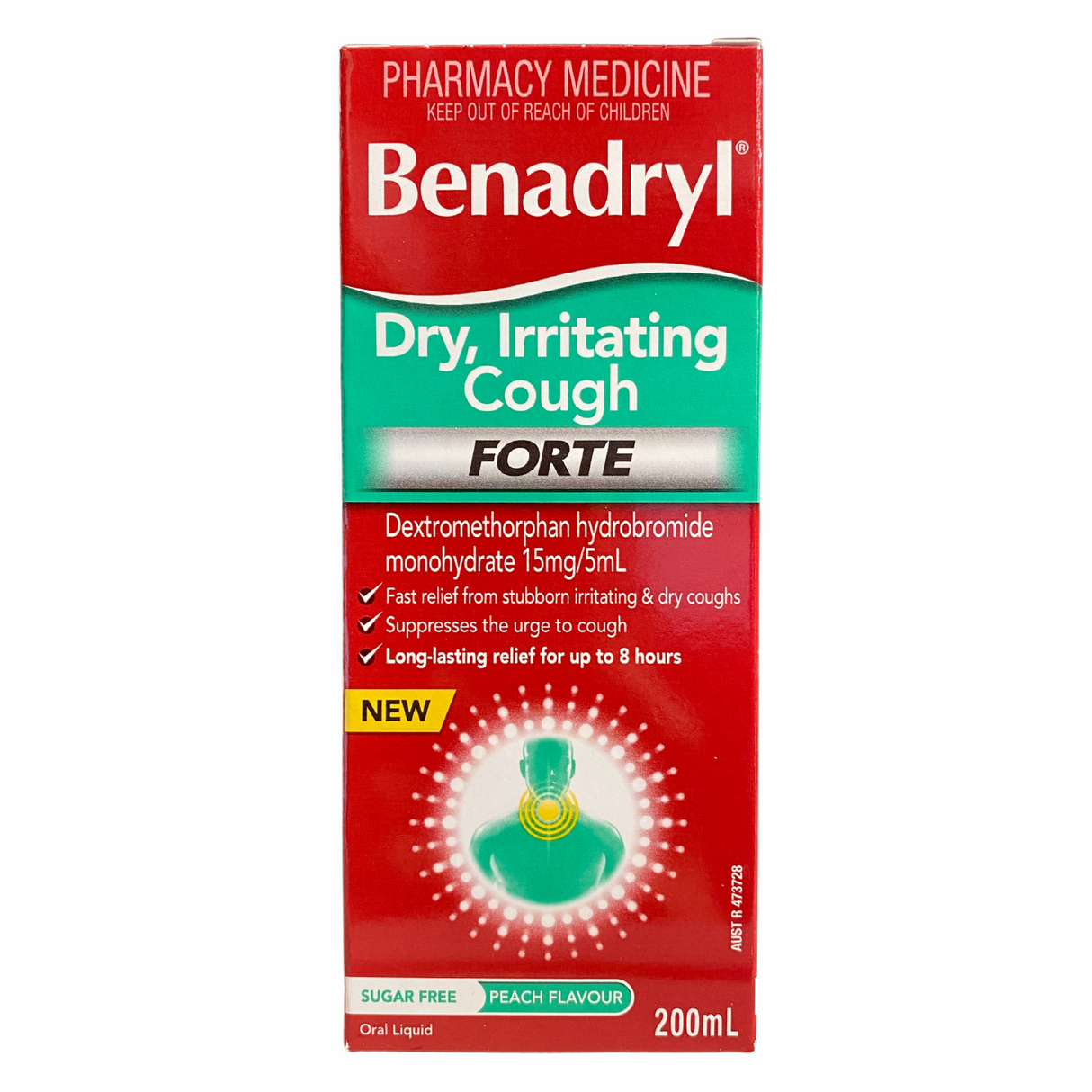 Benadryl Dry Irritating Forte Peach Flavour 200mL