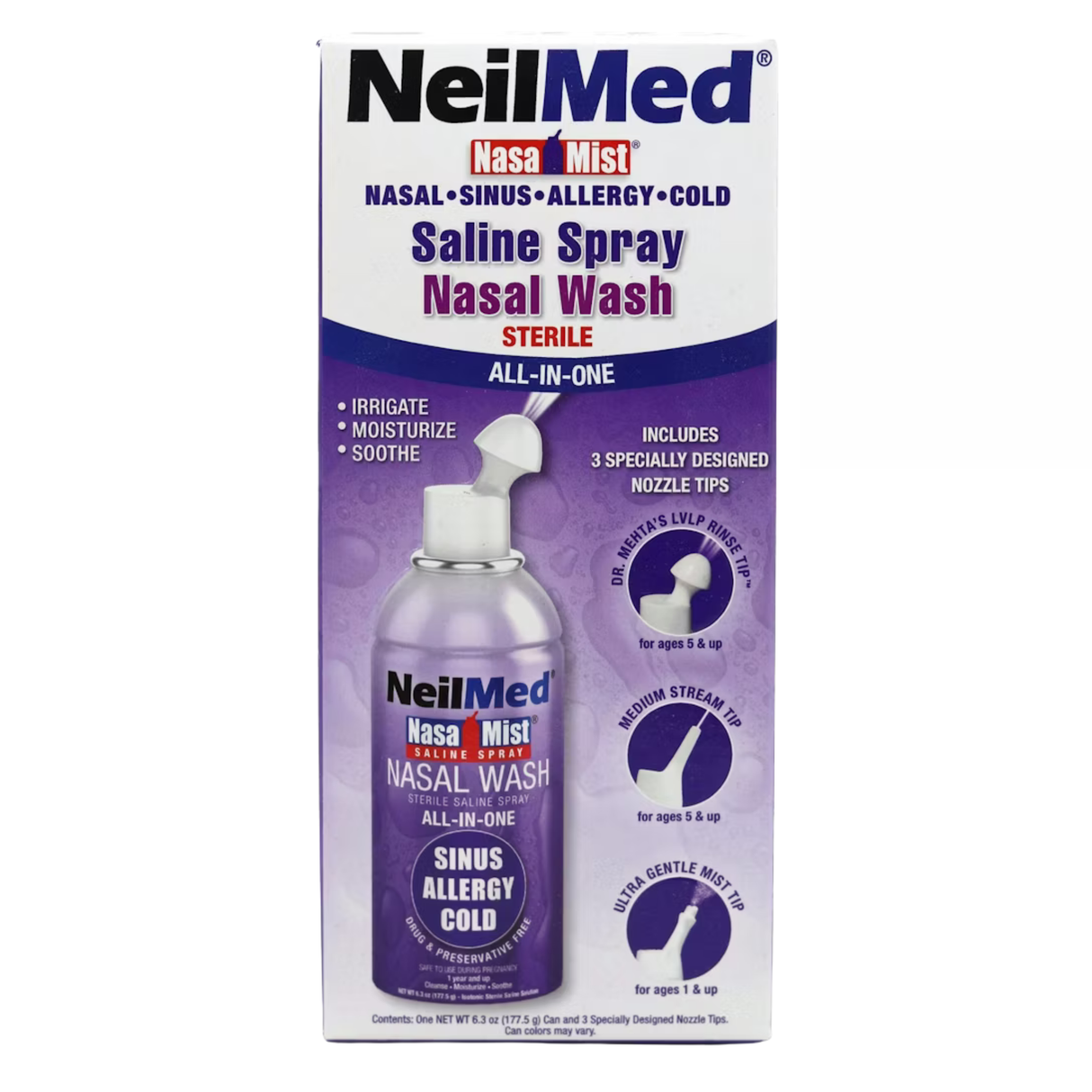 NeilMed NasaMist All In One Saline Spray Nasal Wash 177mL