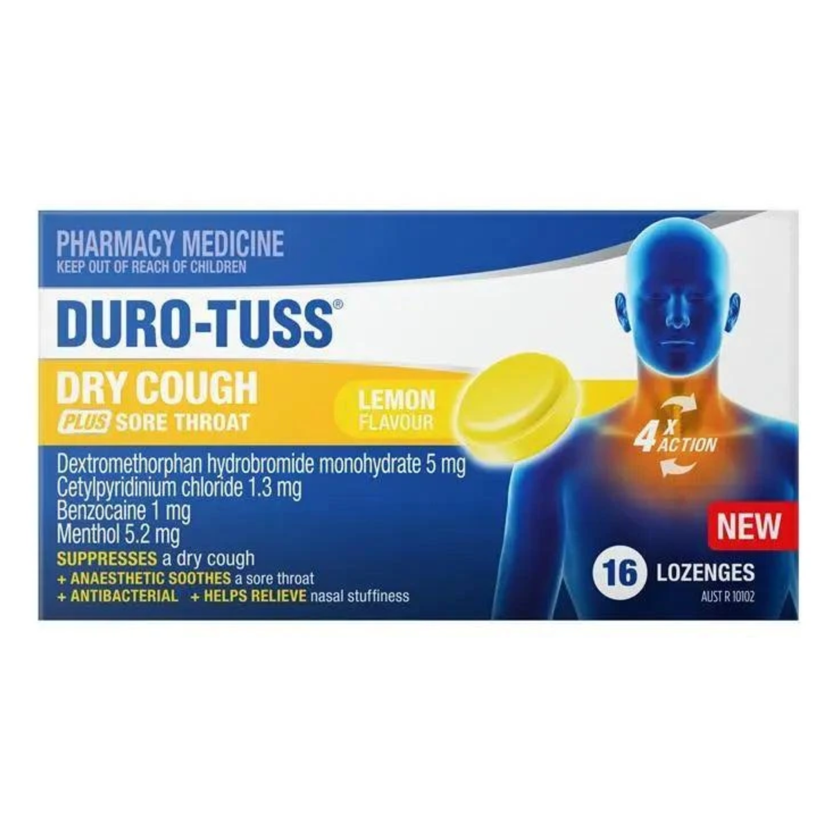 Duro-Tuss Relief Dry Cough Lemon 16 Lozenges (S2)