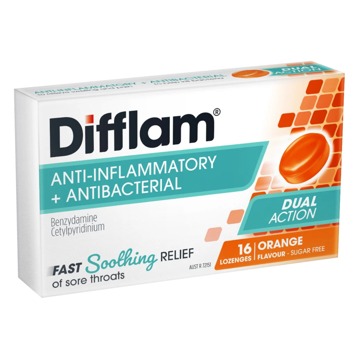Difflam Anti-Inflammatory + Antibacterial Orange 16 Lozenges