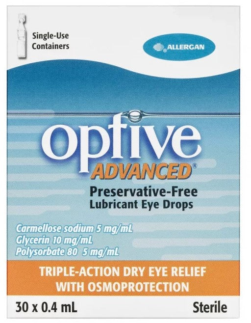 Optive Advanced Preservative-Free Lubricant Eye Drops 30 X 0.4mL (EXP: 01/07/2026)