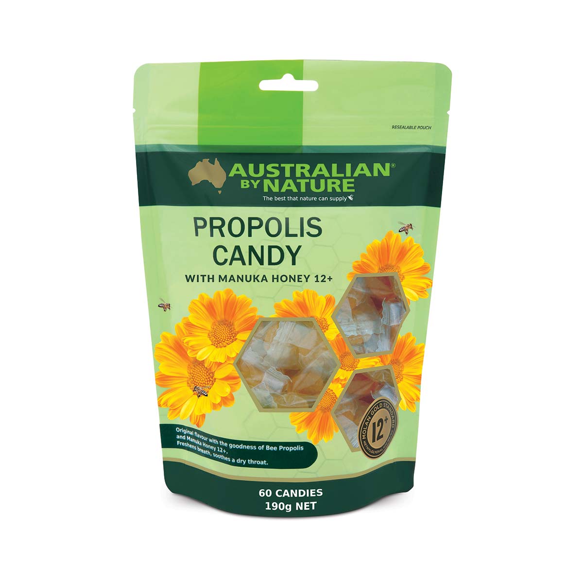 Australian By Nature Propolis Candy With Manuka Honey 12+ 60 Candies 190g
