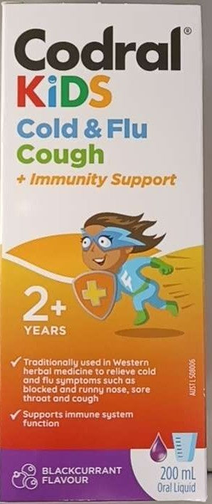 Codral Kids Cold & Flu Cough Blackcurrant Flavour 2yrs+ 200mL
