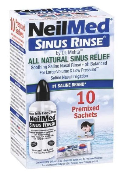 NeilMed Sinus Rinse All Natural Sinus Relief 10 Premixed Sachets