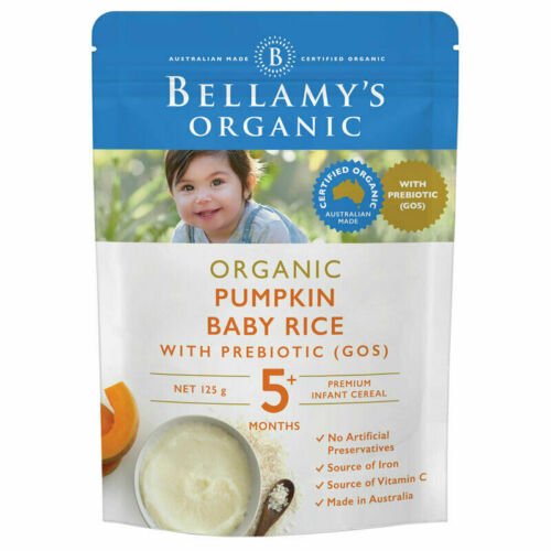 Bellamy's Organic Pumpkin Baby Rice with Prebiotic (GOS) 5m+ 125g - RPP ONLINE