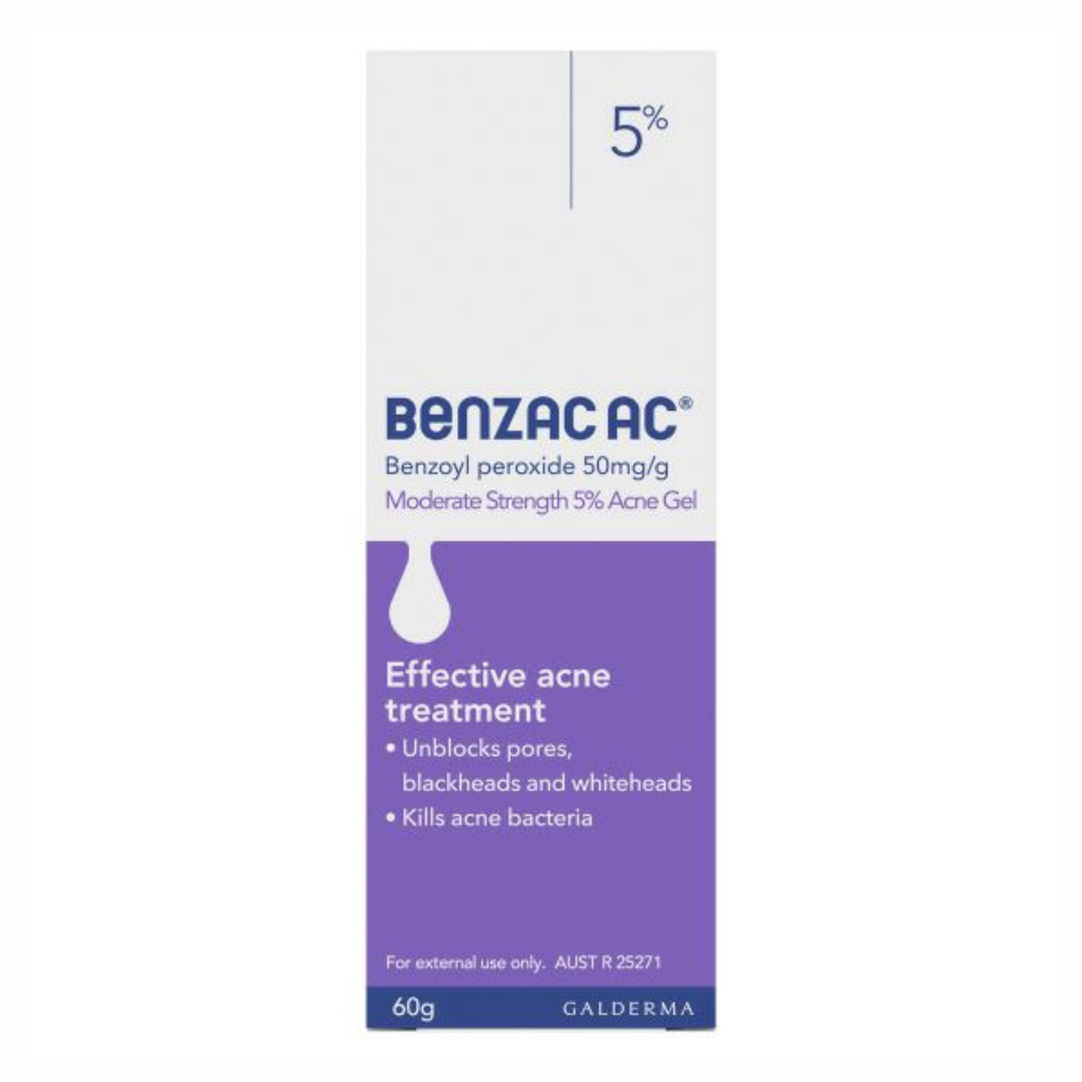 Benzac AC Moderate Strength 5% Acne Gel 60g