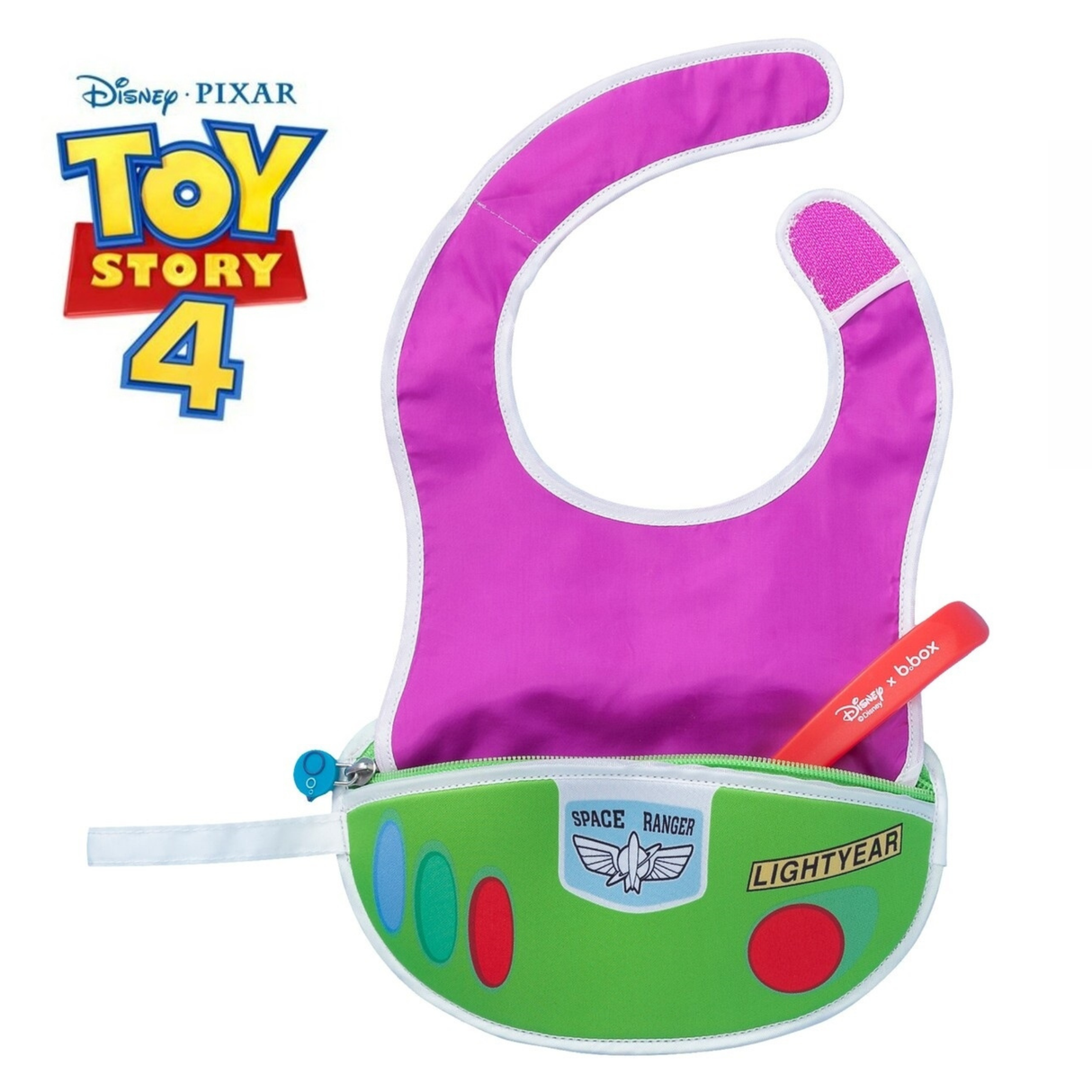 B.Box Disney Travel Bib with Spoon - Toy Story Buzz Lightyear