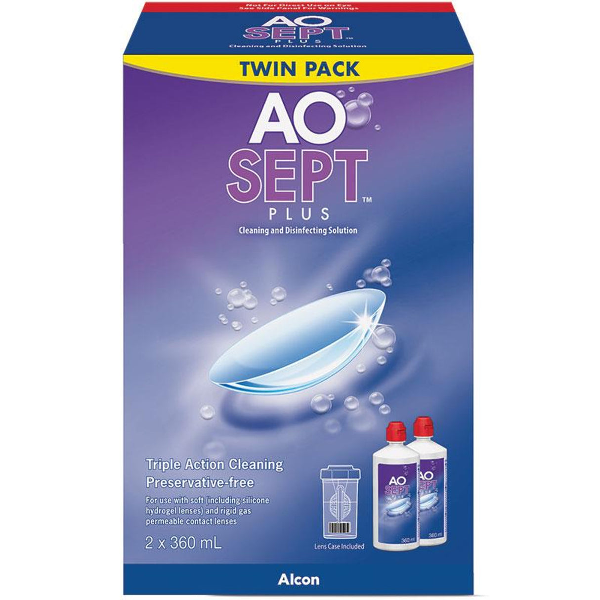 AoSept Plus Classic Twin Pack 2 x 360mL + 1 Lens Case (EXP: 31/10/2026)