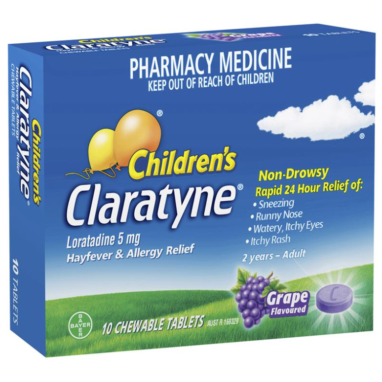 Children's Claratyne Allergy & Hayfever Relief Grape Flavour 10 Tablets