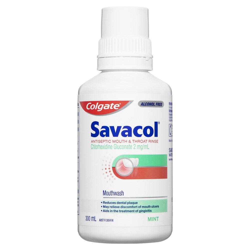 Colgate Savacol Alcohol Free Antiseptic Mouth & Throat Rince Mint 300ml