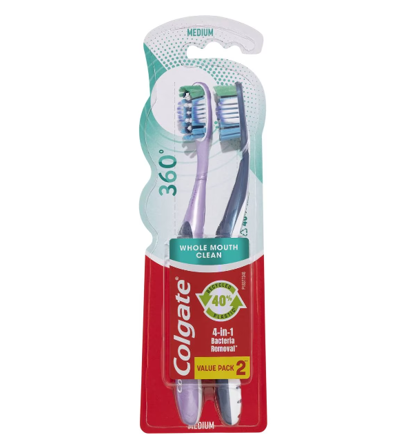 Colgate Toothbrush 360 Degree Medium 2 Pack