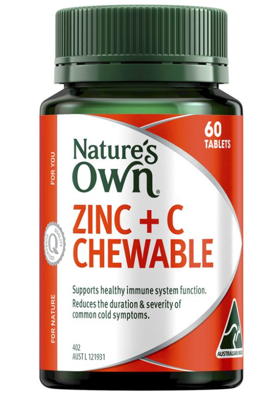 Natures Own Zinc + C Chewable 60 Tablets (EXP: 01/10/2026)