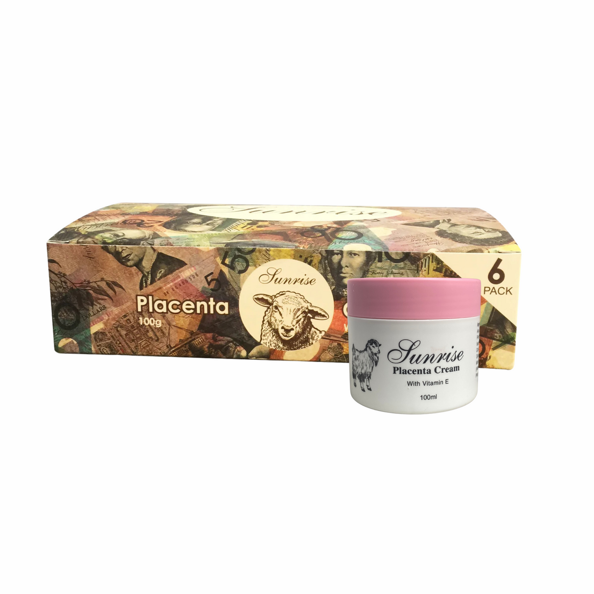 Sunrise Sheep Placenta Cream with Vitamin E 100ml 6 in 1 Box