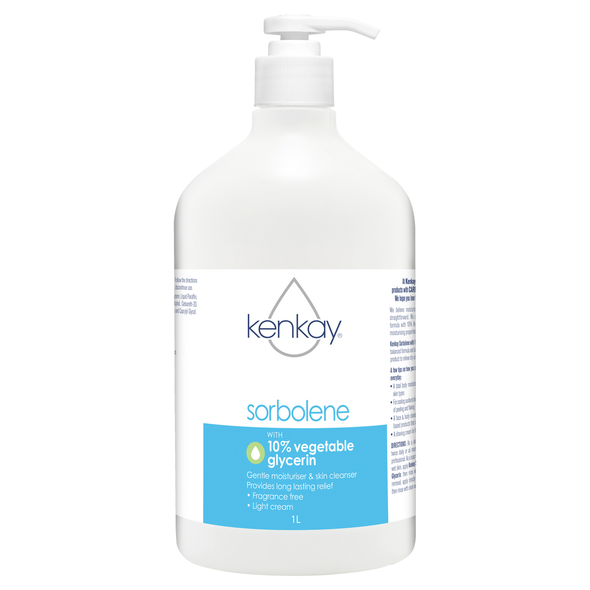 Kenkay Sorbolene Cream 10% Vegetable Glycerin Pump 1L