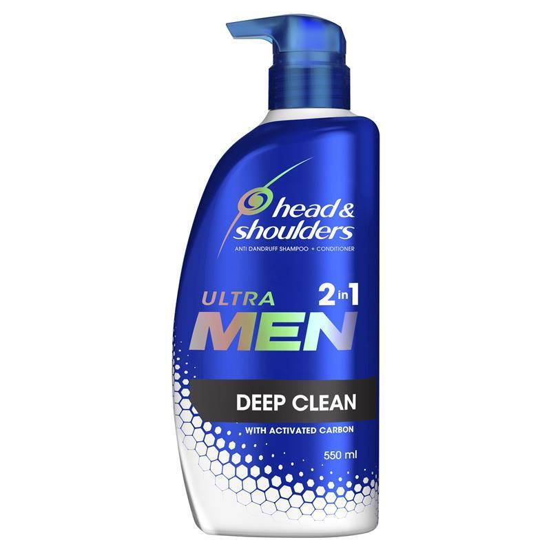 Head & Shoulders Anti Dandruff Shampoo + Conditioner Ultra 2 in 1 Men Deep Clean 550ml