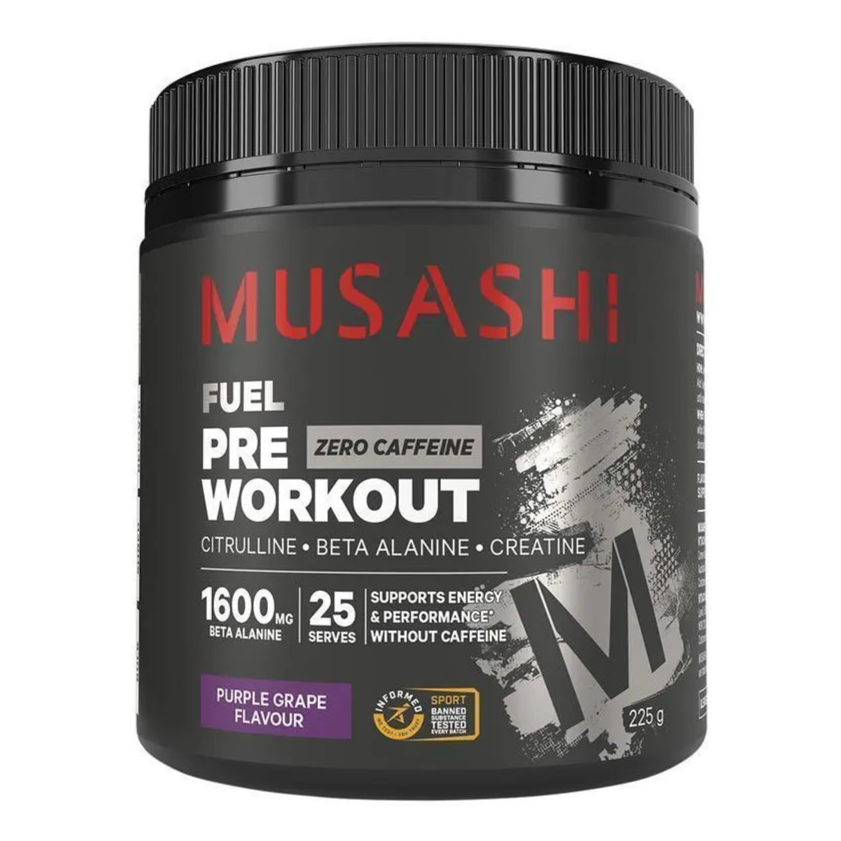 Musashi Pre Workout Zero Caffeine Purple Grape 225g