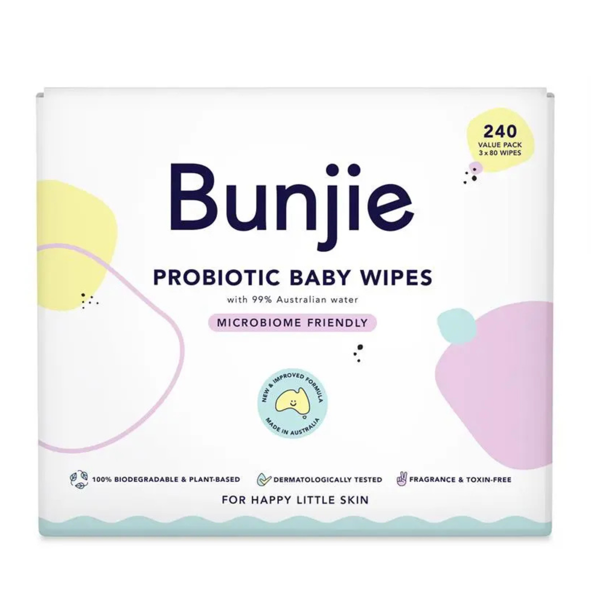 Bunjie Probiotic Baby Wipes 3 x 80 Value Pack