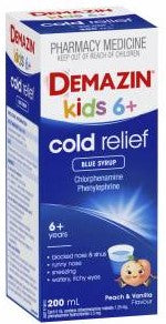 Demazin Kids 6+ Cold Relief Blue Syrup 200mL (S2)