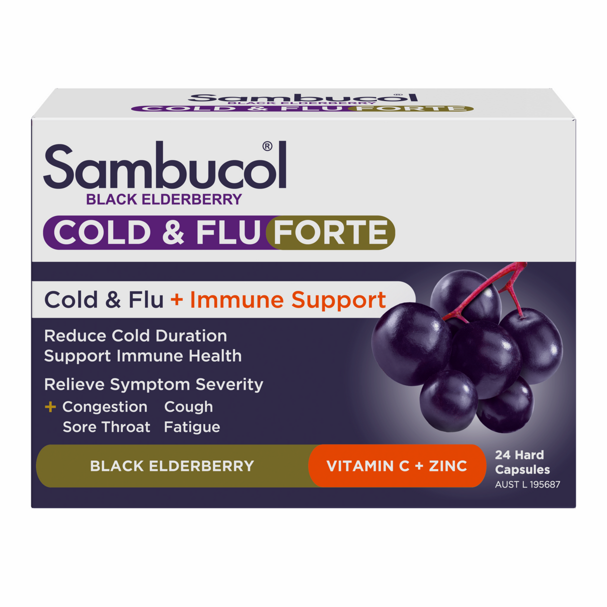 Sambucol Black Elderberry Cold & Flu Forte  24 Capsules