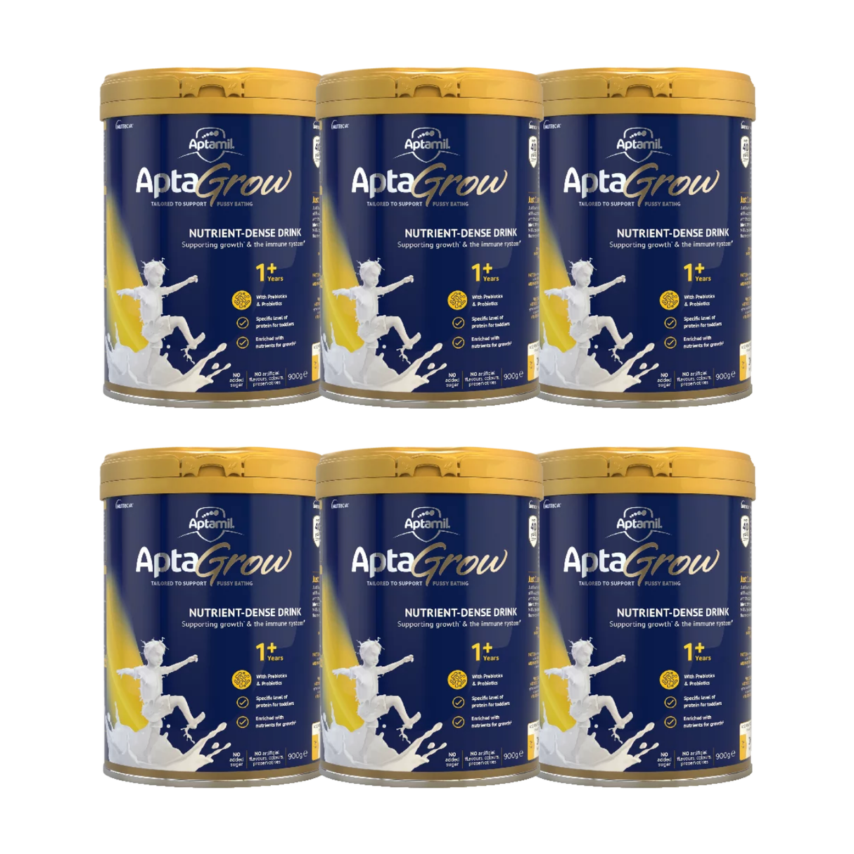 Aptamil AptaGrow Nutrient-Dense Milk Drink From 1+ Years 900g X 6 BUNDLE