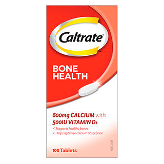 Caltrate Bone Health 600mg Calcium With 500IU Vitamin D 100 Tablets (EXP: 01/07/2026)