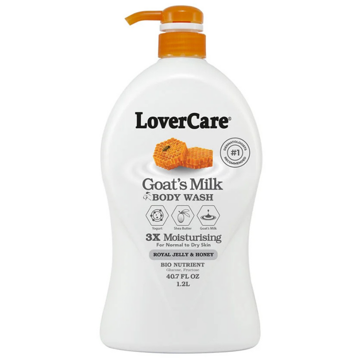 LoverCare Goat's Milk Body Wash 1.2L - Royal Jelly & Honey
