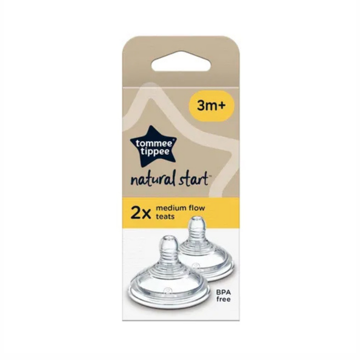 Tommee Tippee Natural Start Baby Bottle Teats Medium Flow 3+ Months 2 Pack