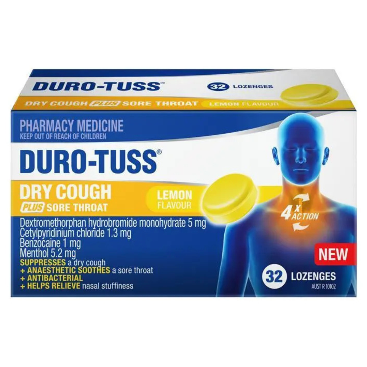 Duro-Tuss Relief Dry Cough Lemon 32 Lozenges (S2)