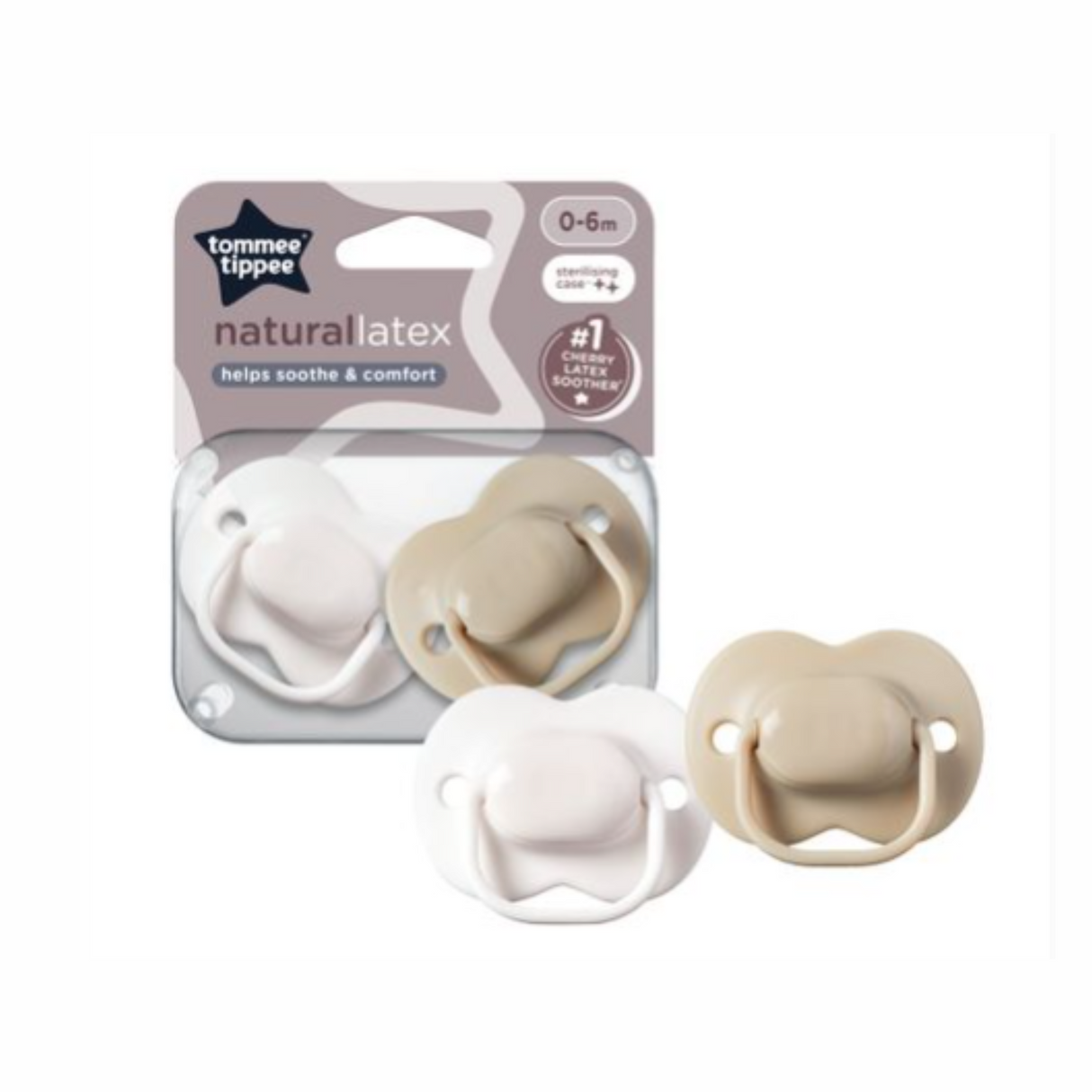 Tommee Tippee Natural Latex Cherry Soothers 0-6m 2 Pack