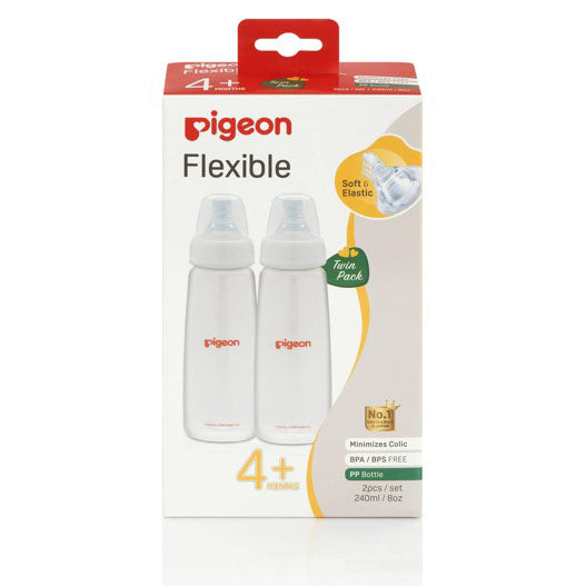 Pigeon Flexible Slim Neck Bottle 4m+ (PP) Twin Pack 240mL