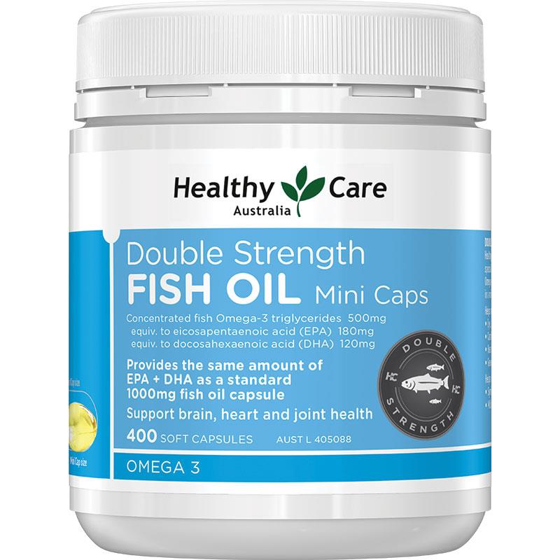 Healthy Care Double Strength Fish Oil Mini Caps 400 Soft Capsules