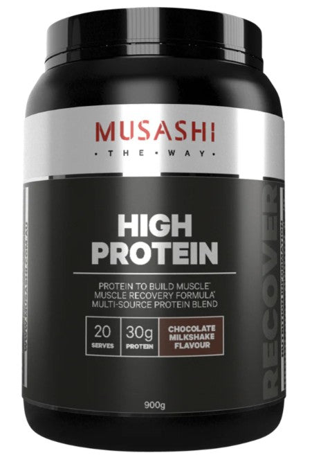 Sữa lắc sô cô la bột Musashi High Protein 900g (Gói cũ)
