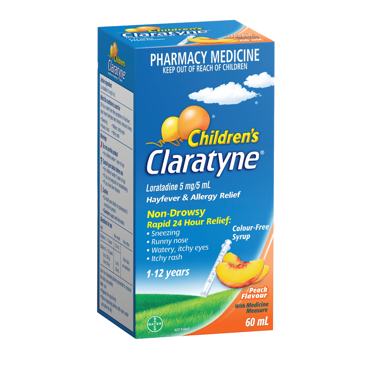 Children's Claratyne Allergy & Hayfever Relief Syrup Peach Flavour 60mL