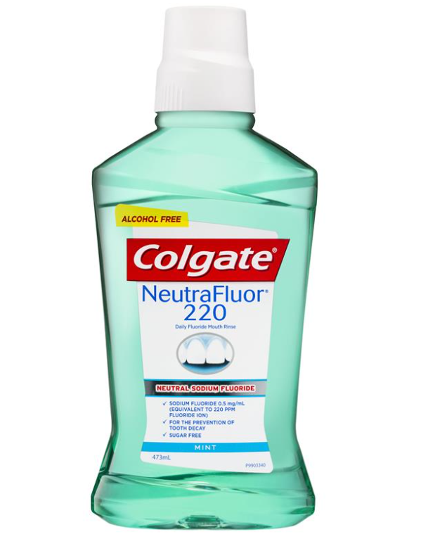 Colgate NeutraFluor 220 Daily Fluoride Alcohol Free Mouthwash Mint 473mL