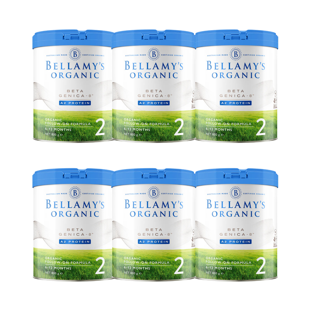 Bellamy's Organic Beta Genica-8 A2 Protein Step 2 Follow On Formula 800g X 6 BUNDLE
