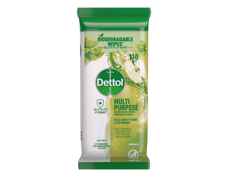 Dettol Multipurpose Disinfectant Cleaning Wipes Apple 110 Pack