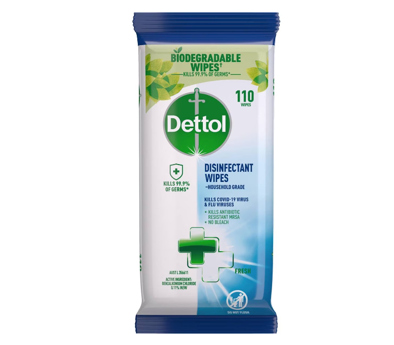 Dettol Multipurpose Disinfectant Cleaning Wipes Fresh 110 Pack