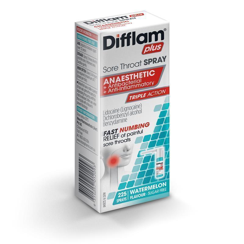 Difflam Plus Sore Throat Anaesthetic Spray Watermelon 30mL