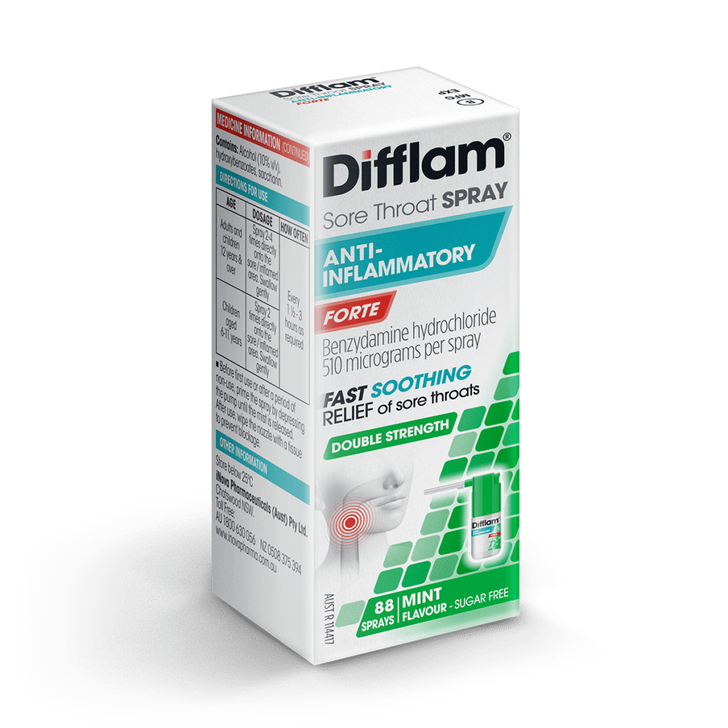 Difflam Plus Sore Throat Anti-Inflammatory Spray Mint 15mL