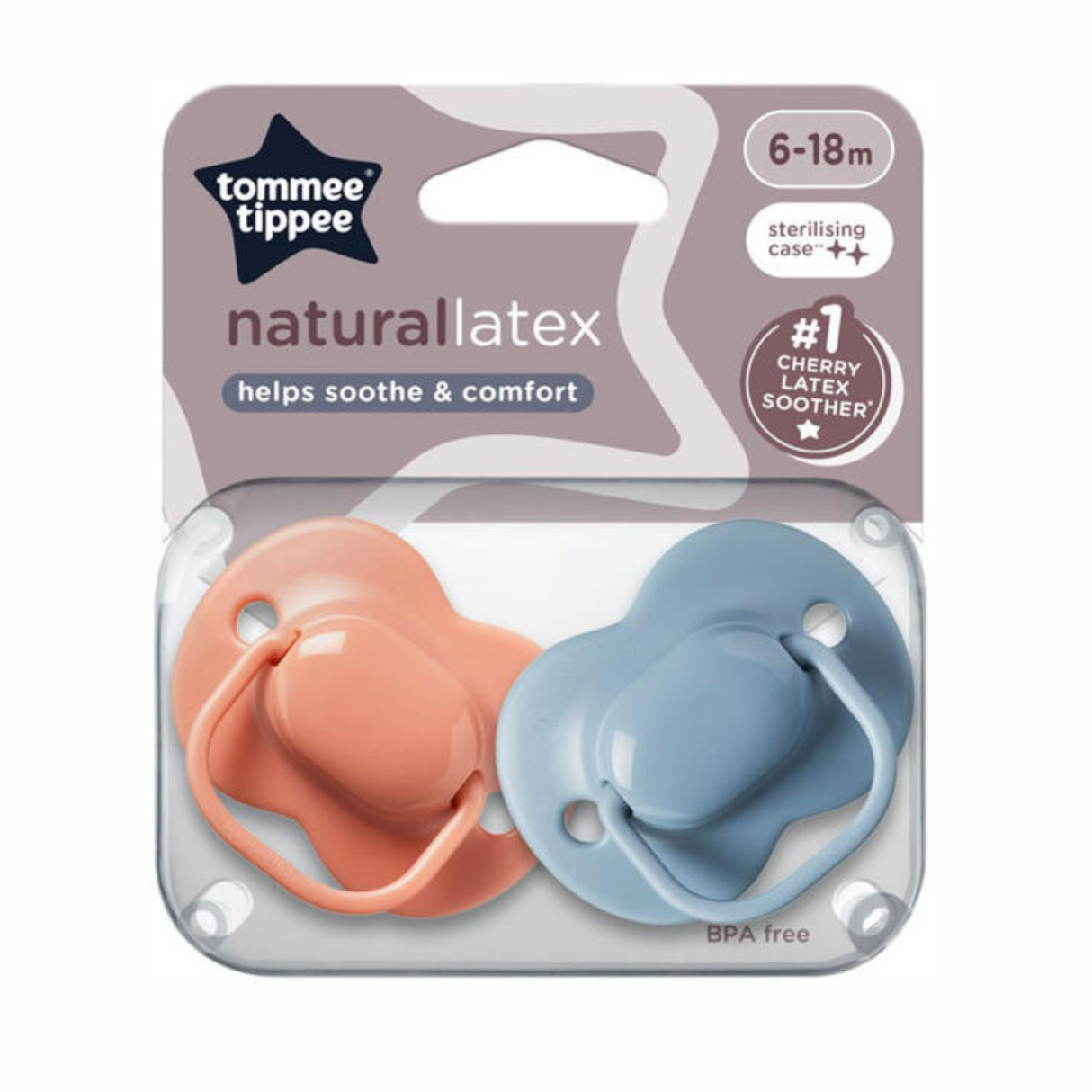 Tommee Tippee Natural Latex Cherry Soothers 6-18m 2 Pack