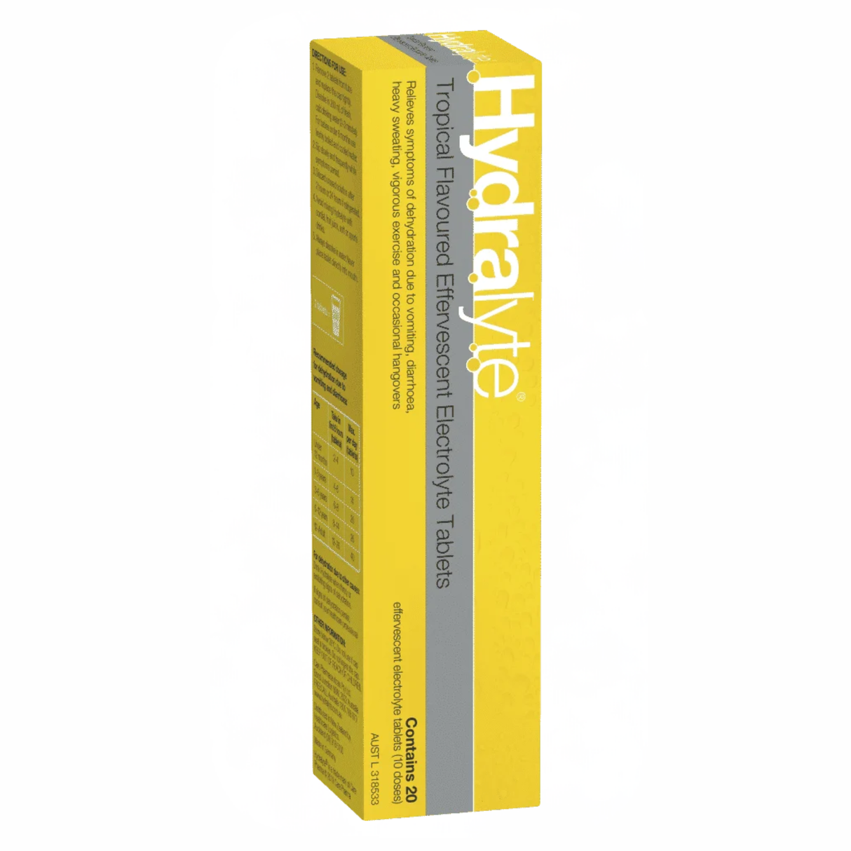 Hydralyte Tropical Flavoured Effervescent Electrolyte 20 Tablets (EXP: 01/08/2026)