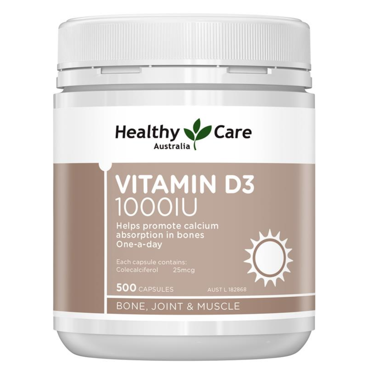 Healthy Care Vitamin D3 1000IU 500 Capsules