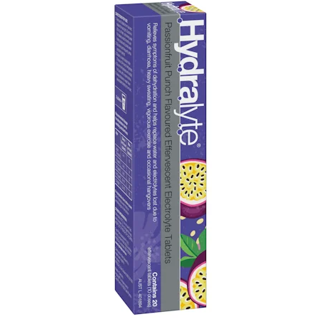 Hydralyte Passionfruit Punch Effervescent Electrolyte 20 Tablets