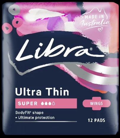 Libra Ultra Thin Super 3 Drops with Wings 12 Pads