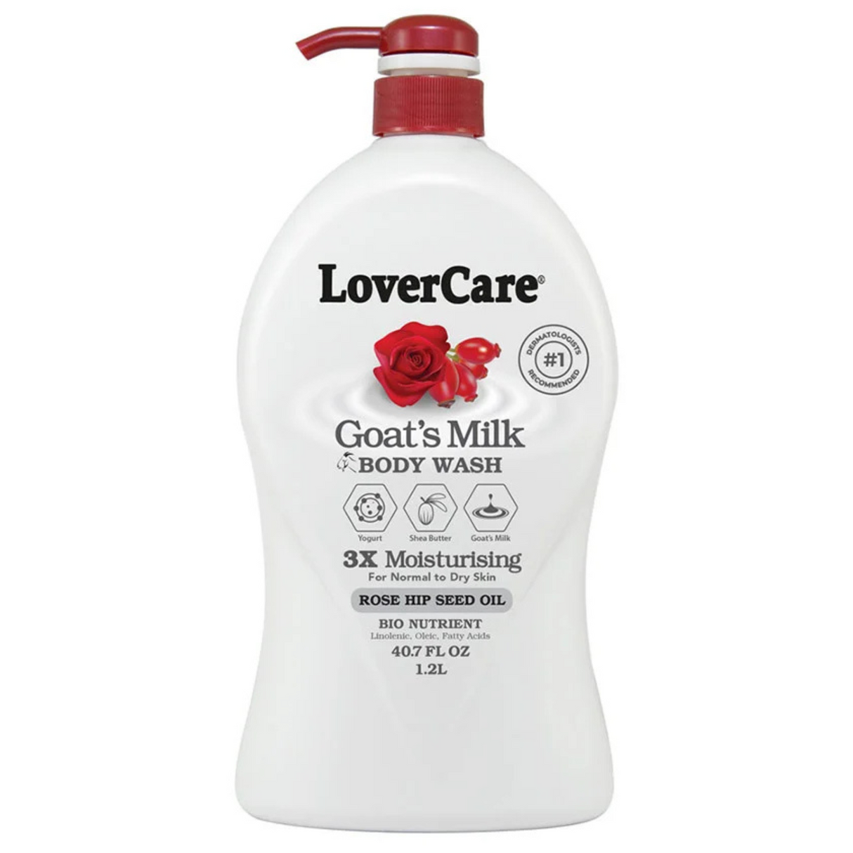 LoverCare Goat's Milk Body Wash 1.2L - Rose Hip Seed Oil