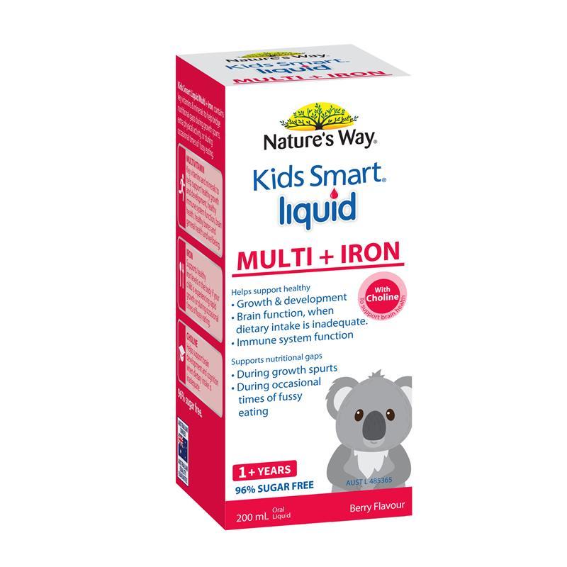 Natures Way Kids Smart Multi + Iron Liquid Berry Flavour 1+ Years 200ml