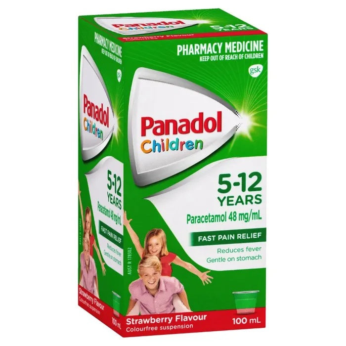 Panadol Children Paracetamol 48mg/mL Strawberry Flavour 5-12 Years  100mL (S2)